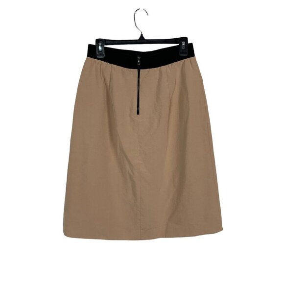 Karolina Zmarlak Tan Black Silk Blend Lined Midi Skirt Elegant Minimalist 12 - Picture 4 of 8